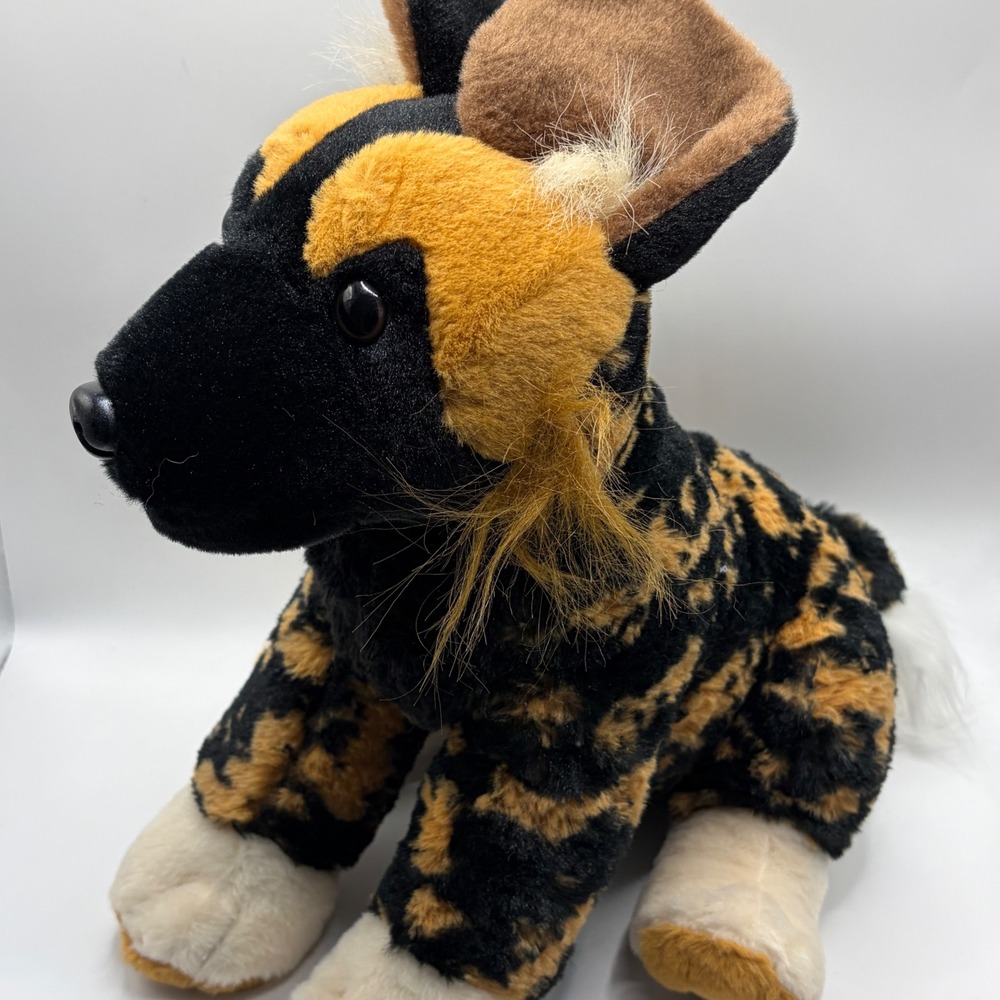 Wild Republic African Wild Dog Plush Kids 12 Inch Brown Black Spotted‎ Animal